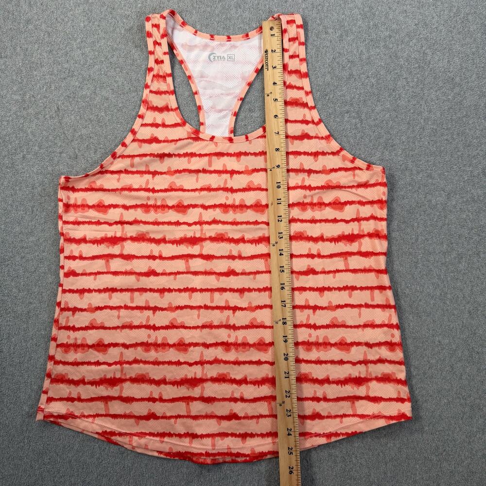 ZYIA ACTIVE Women's XL Peach Red Striped Racerback Tank Top Athletic Gym Shirt